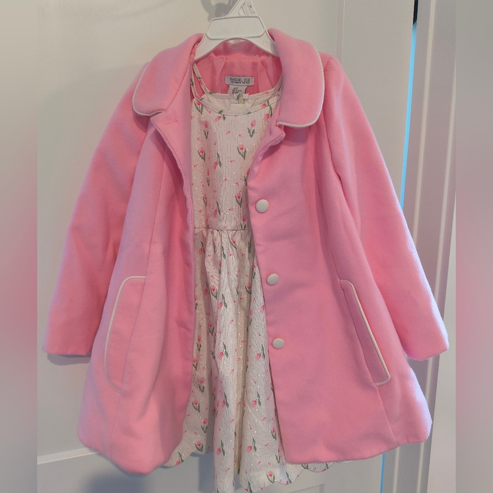Rachel Zoe Pink Kids Pea Coat with Flower Dress Size 6